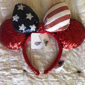 Disney Parks NWT Minnie Ears Red White and Blue